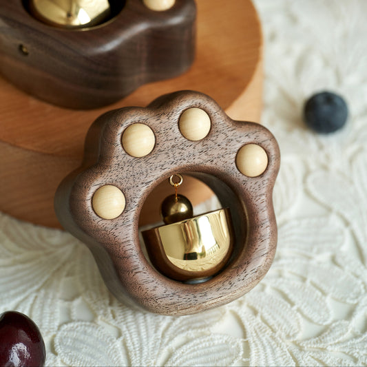 Walnut Cat-Paw-Shaped Doorbell