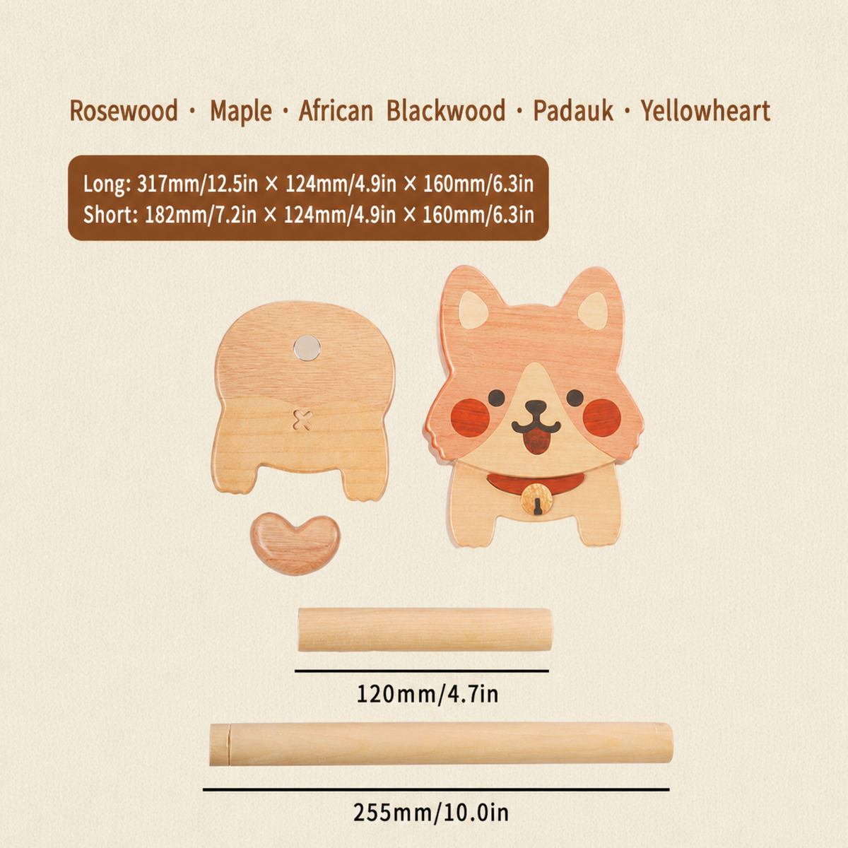 Wooden Tissue Holder in the Shape of a Corgi