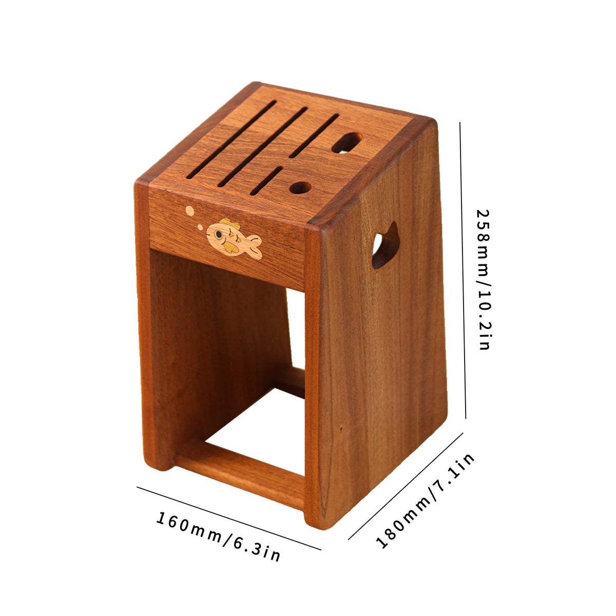 “Little Fish Blowing Bubbles” Patterned Knife Block