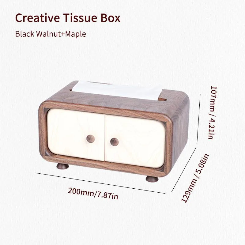 Handcrafted Mini Cabinet Tissue Box Made of Black Walnut Wood