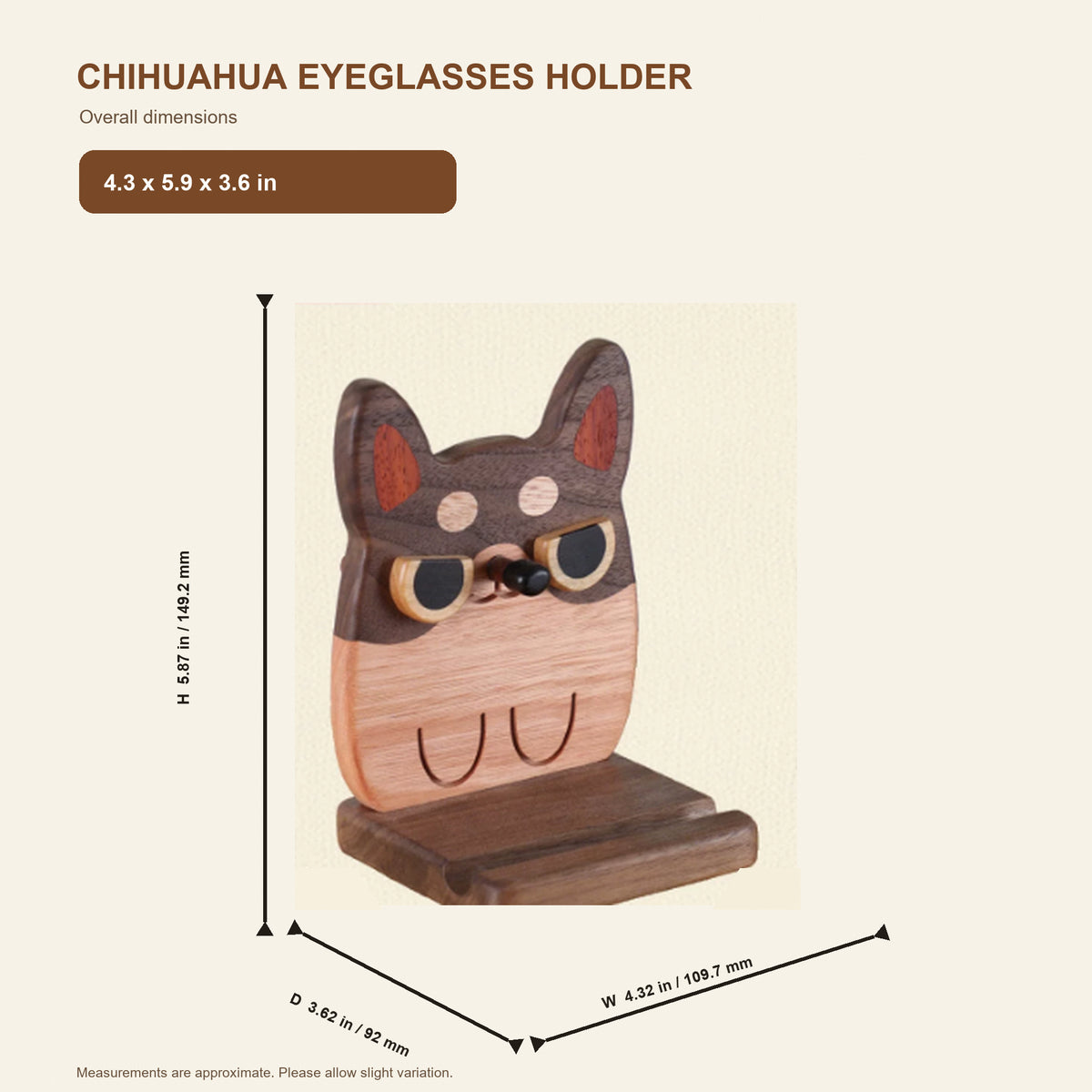 Solid Wood Dog Eyeglass Frames