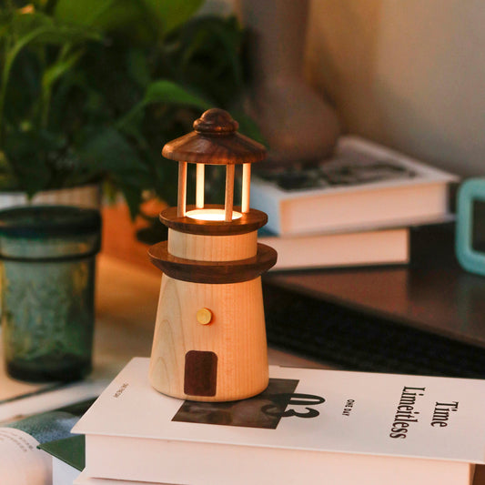 Handcrafted Black Walnut and Maple Night LightA Sophisticated