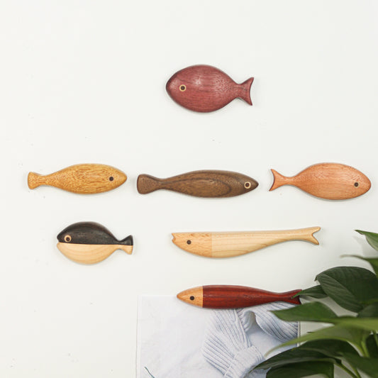 “Abundance of Fish Every Year” Set of 7 Wooden Fridge Magnets