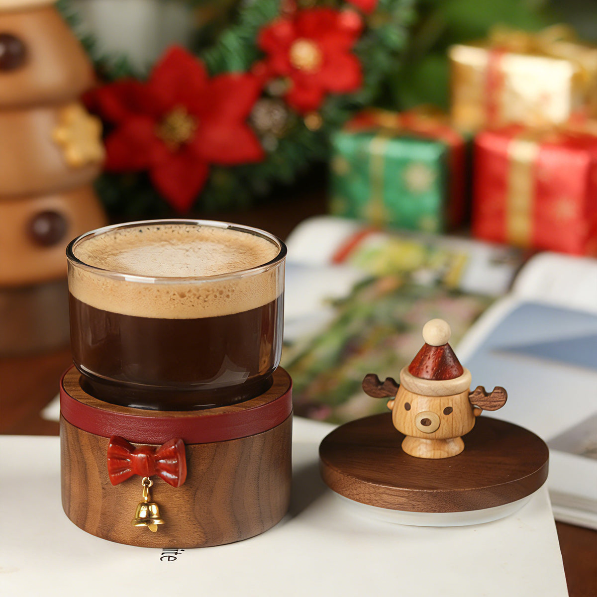 Wooden Christmas Reindeer Coffee Mug