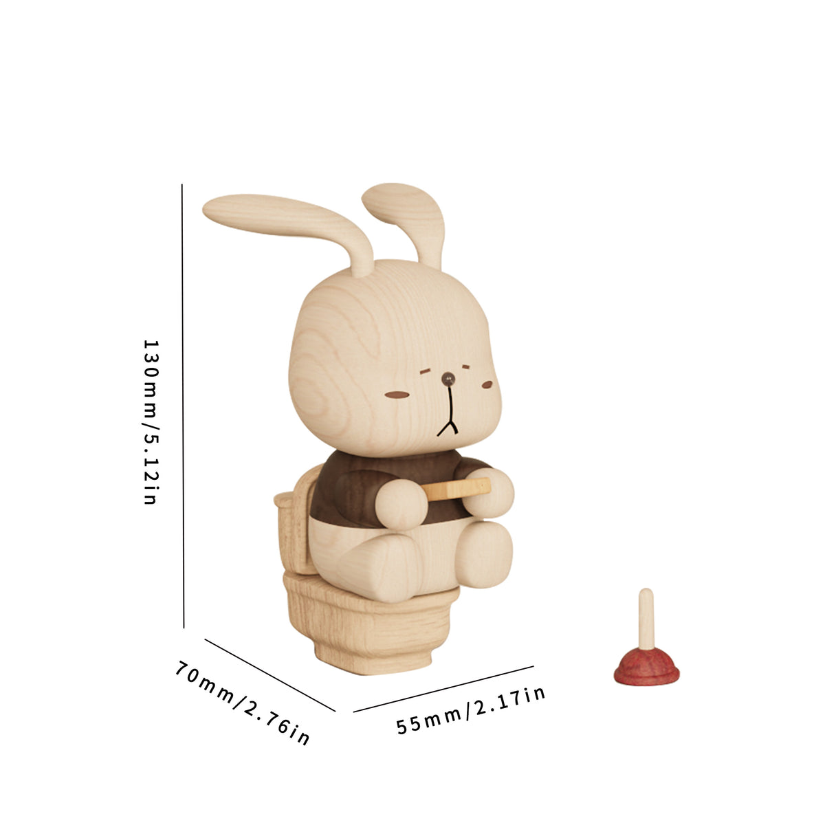 Wooden Bunny Toilet Ornament