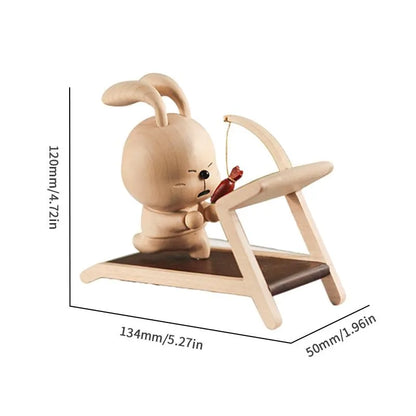 Wooden Rabbit Sports Figurine