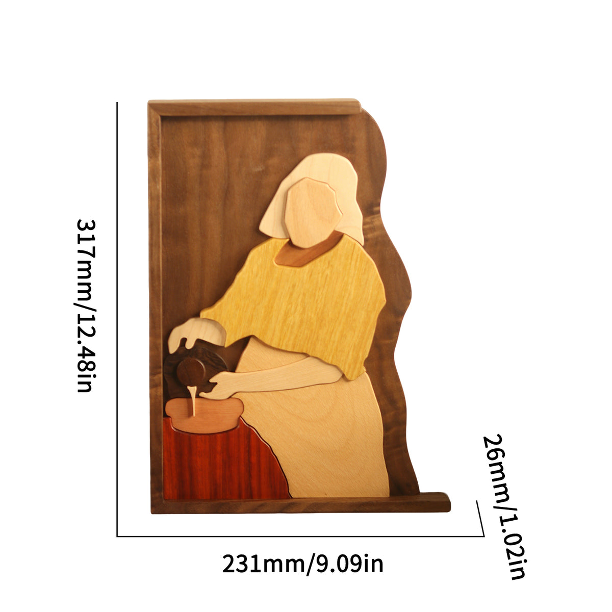 A Maid Cares for a Wooden Puzzle Picture