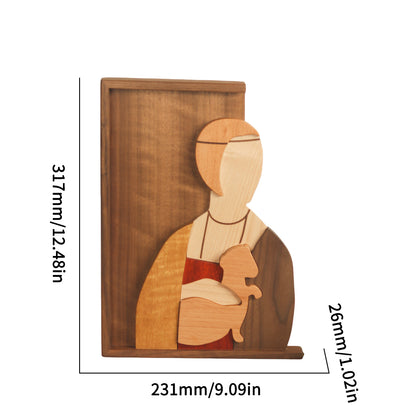 Woman Holding a Mouse Wooden Puzzle
