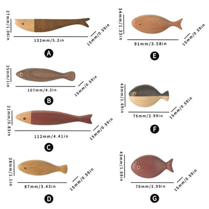 “Abundance of Fish Every Year” Set of 7 Wooden Fridge Magnets