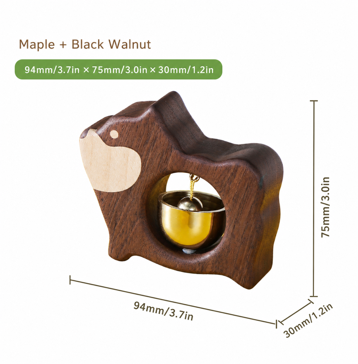 Solid Wood Dog-Shaped Doorbell