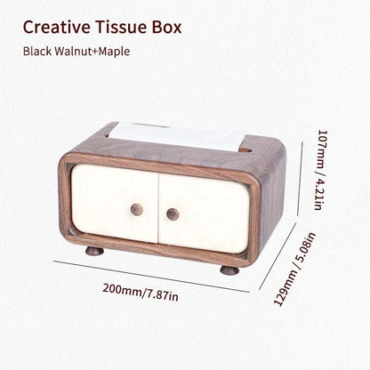 Handcrafted Mini Cabinet Tissue Box Made of Black Walnut Wood