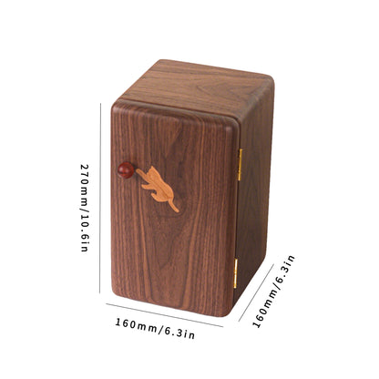 Wooden Jewelry Box with Cat Design