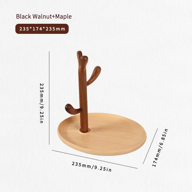 Wooden Tray with Tree Bud Design