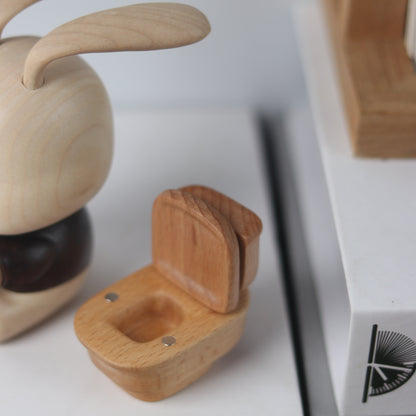 Wooden Bunny Toilet Ornament