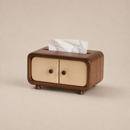 Handcrafted Mini Cabinet Tissue Box Made of Black Walnut Wood