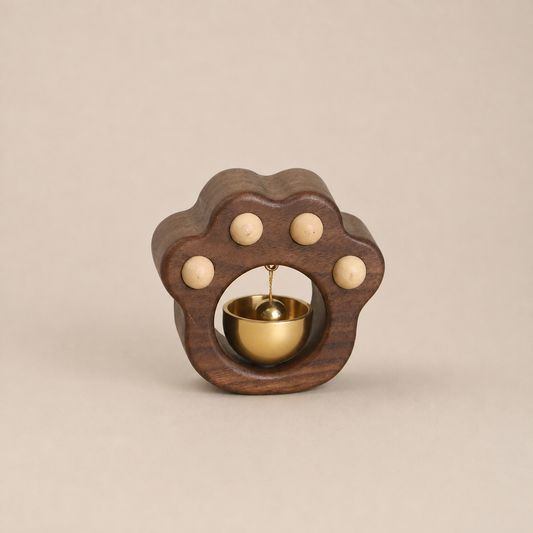 Walnut Cat-Paw-Shaped Doorbell