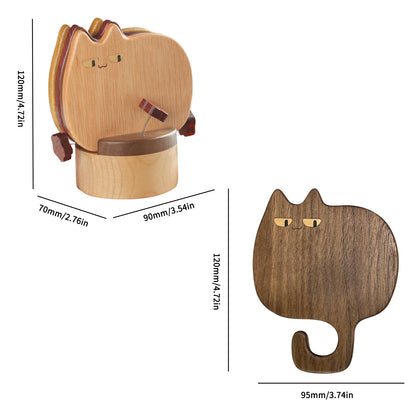 Cute Wooden Cat-Shaped Coasters That Protect Against Heat