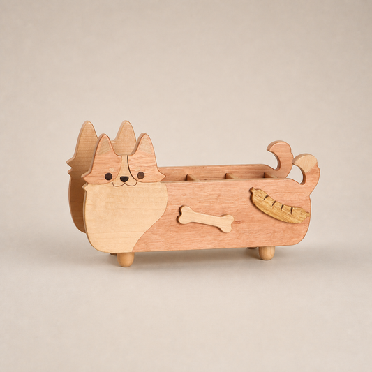 Corgi Wooden Storage Box