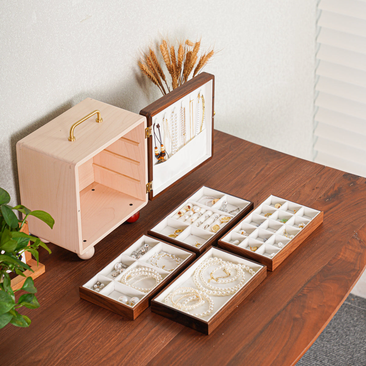 OUI Handcrafted Wooden Multifunctional Jewelry Box