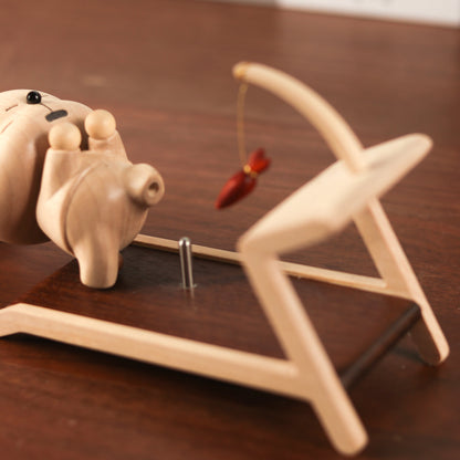 Wooden Rabbit Sports Figurine