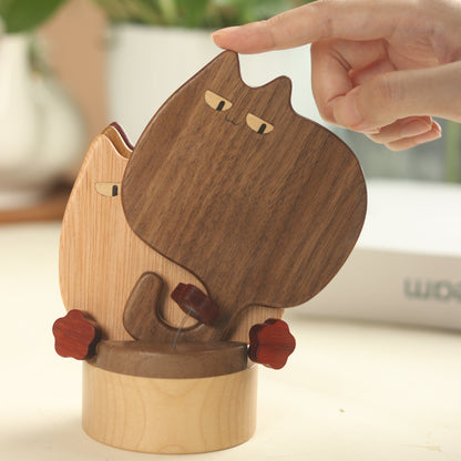 Cute Wooden Cat-Shaped Coasters That Protect Against Heat