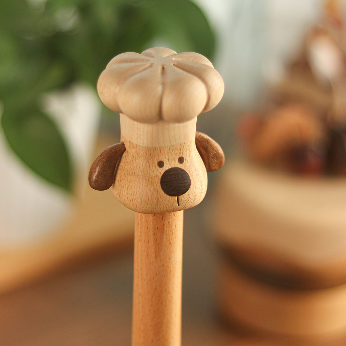 Hand-Carved Solid Wood Tissue Holder in the Shape of a Dog