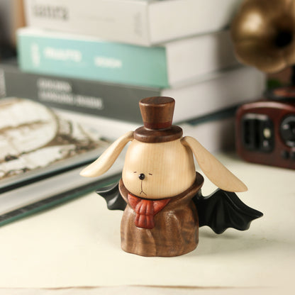 Dark Fairy Tale Vampire Rabbit Solid Wood Ornament, Exclusive for Halloween