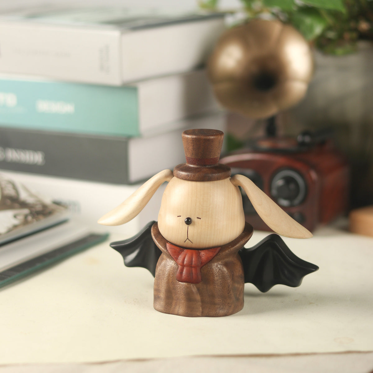 Dark Fairy Tale Vampire Rabbit Solid Wood Ornament, Exclusive for Halloween