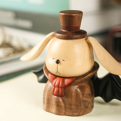 Dark Fairy Tale Vampire Rabbit Solid Wood Ornament, Exclusive for Halloween