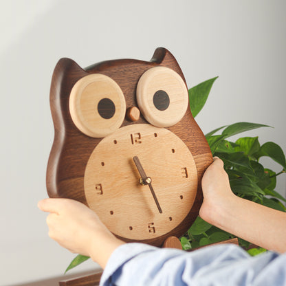 Owl-Themed Premium Wooden Wall Clock