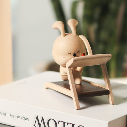 Wooden Rabbit Sports Figurine