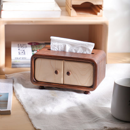 Handcrafted Mini Cabinet Tissue Box Made of Black Walnut Wood