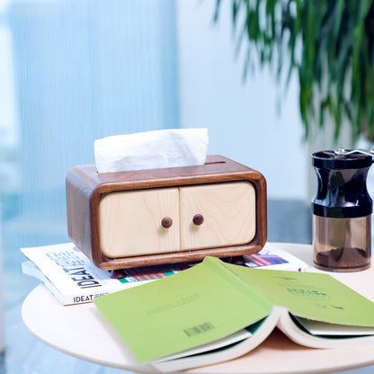 Handcrafted Mini Cabinet Tissue Box Made of Black Walnut Wood