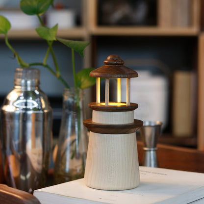 Handcrafted Black Walnut and Maple Night LightA Sophisticated