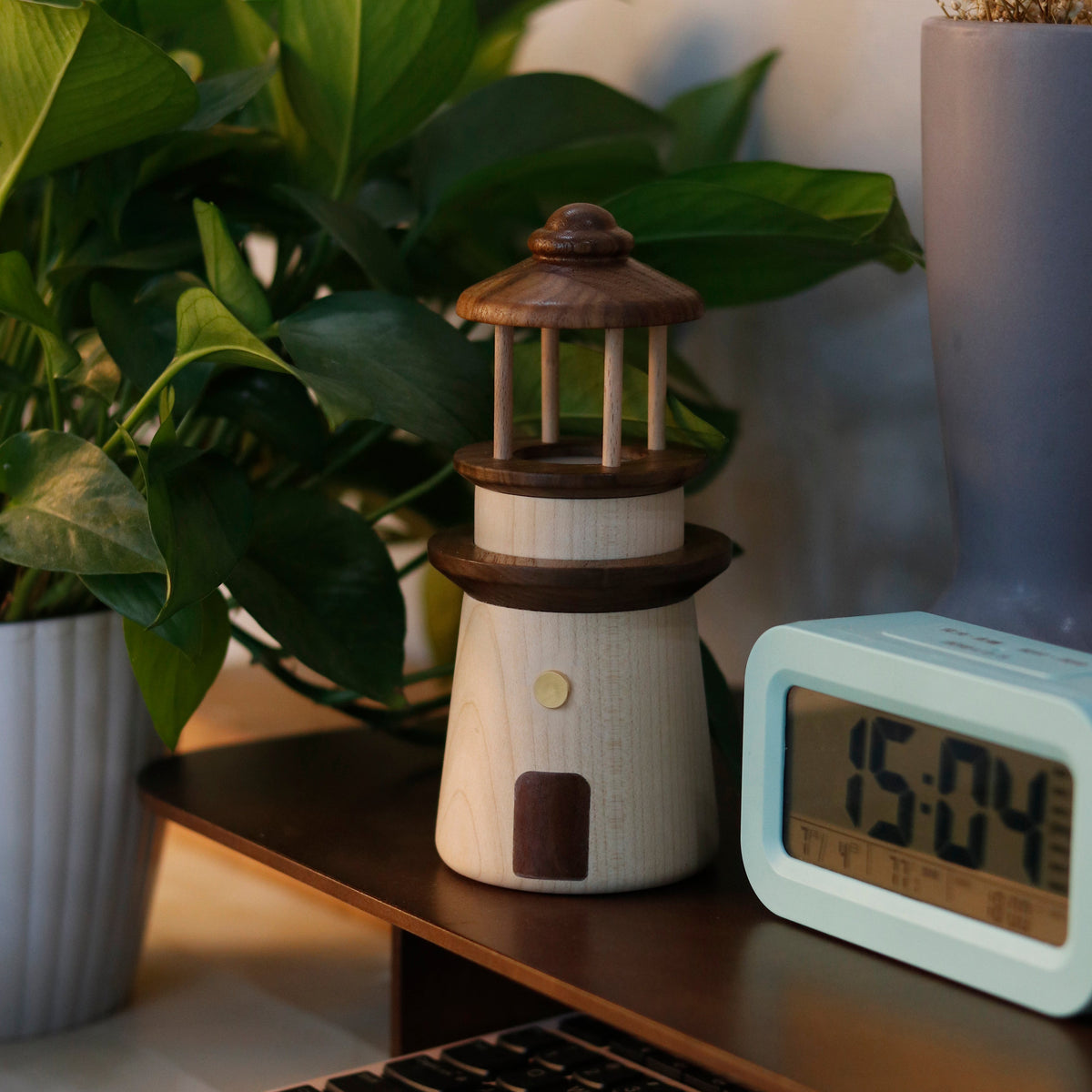 Handcrafted Black Walnut and Maple Night LightA Sophisticated