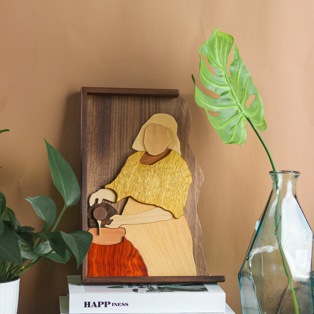 A Maid Cares for a Wooden Puzzle Picture