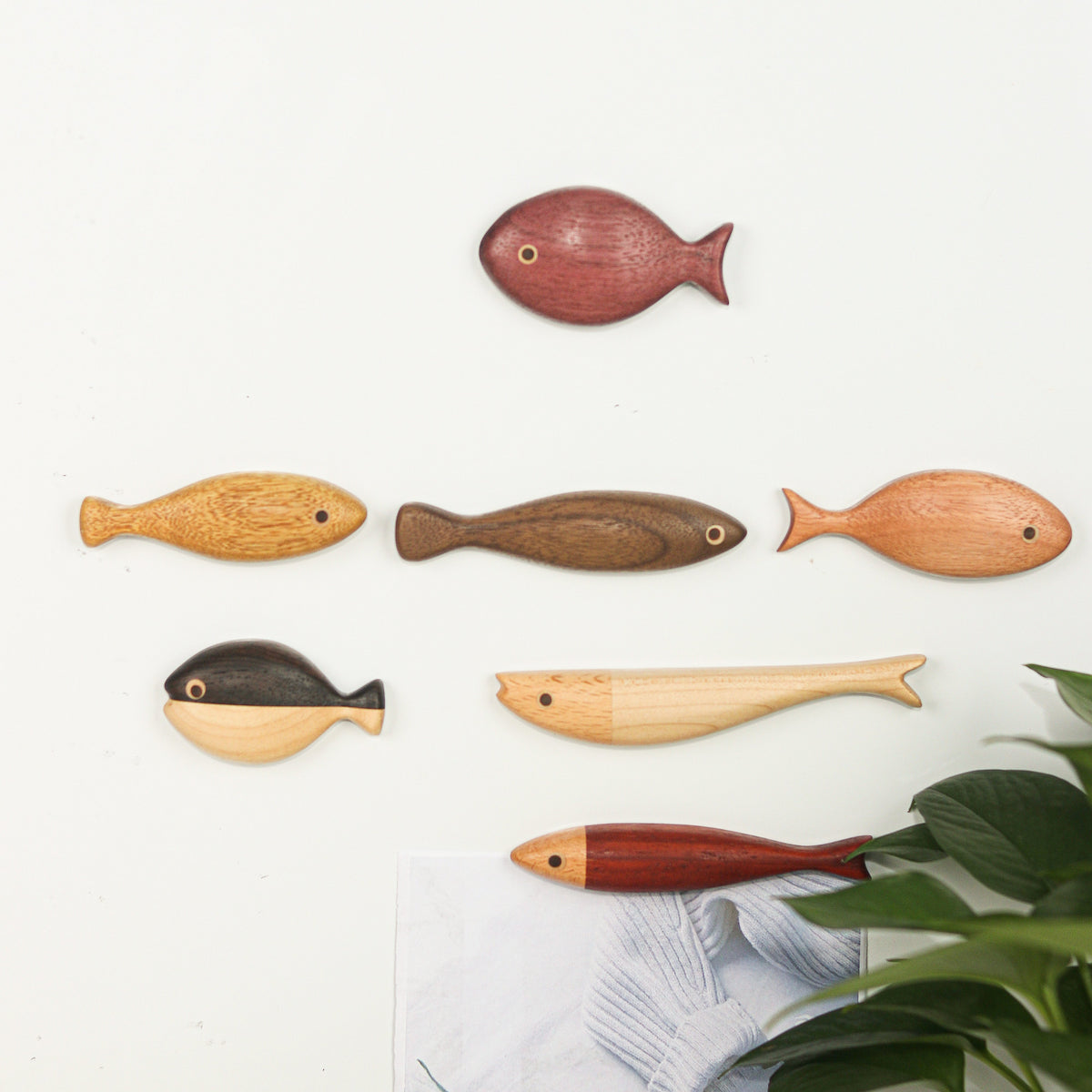 “Abundance of Fish Every Year” Set of 7 Wooden Fridge Magnets