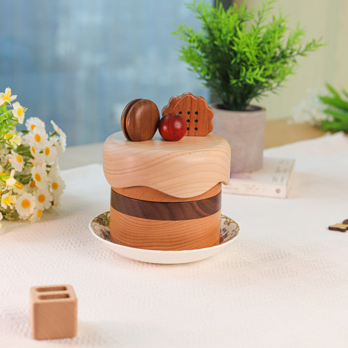 Wooden Jewelry Box in the Shape of a Cake