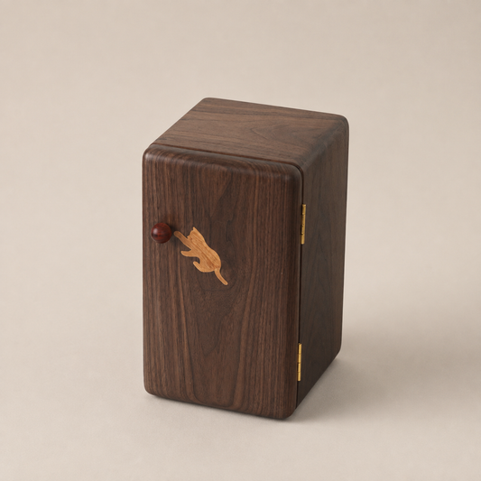 Wooden Jewelry Box with Cat Design