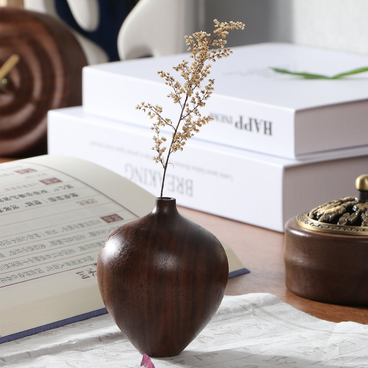 Minimalist Short Wooden Vase