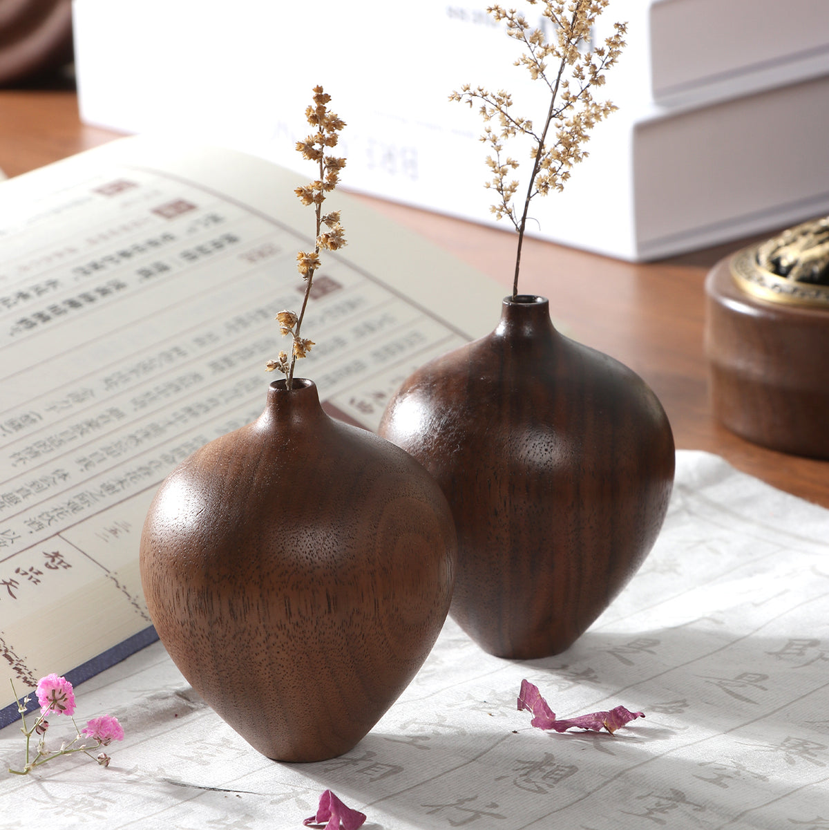 Minimalist Short Wooden Vase