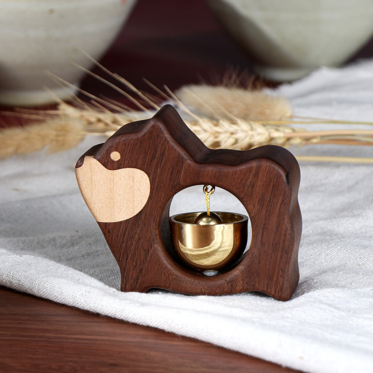 Solid Wood Dog-Shaped Doorbell
