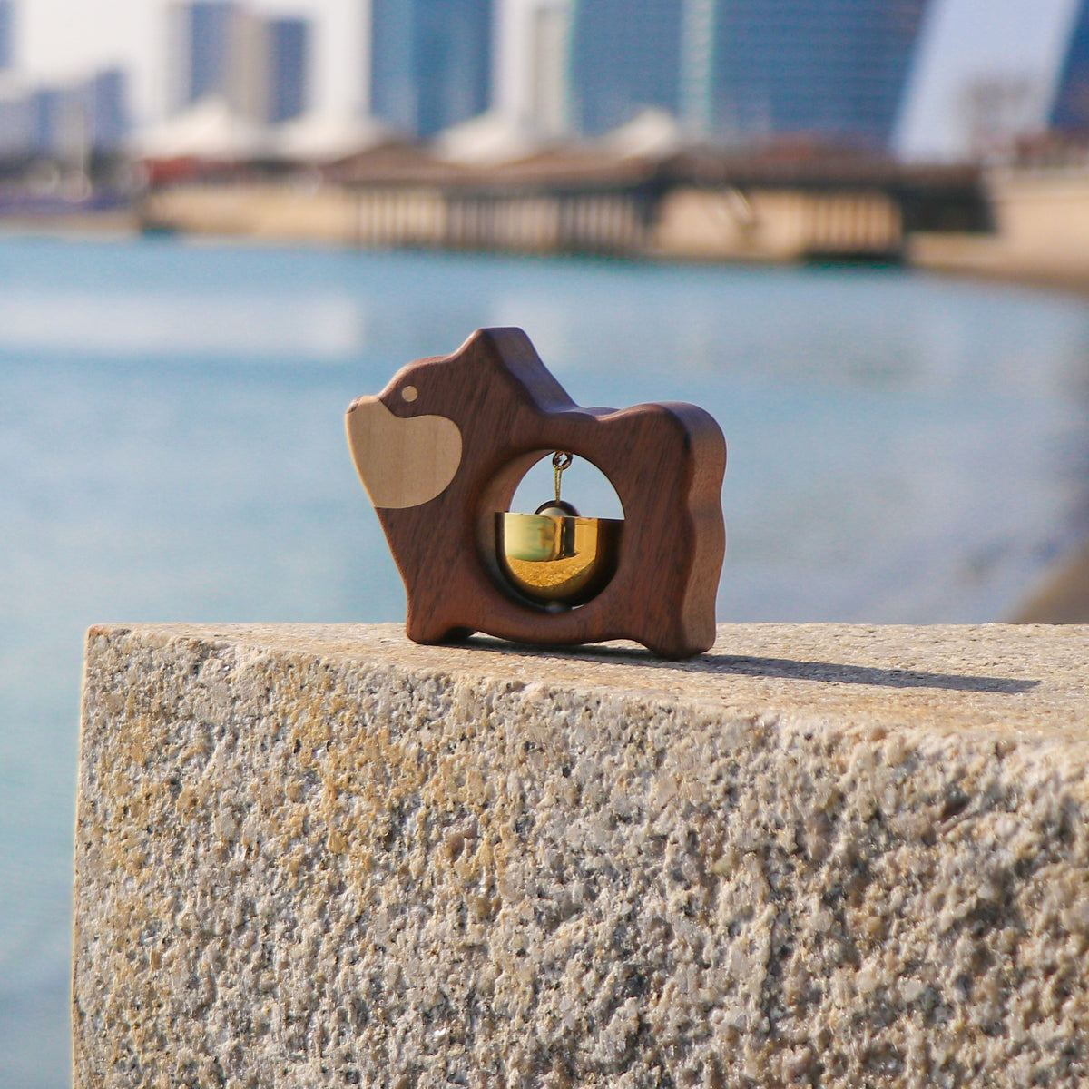 Solid Wood Dog-Shaped Doorbell