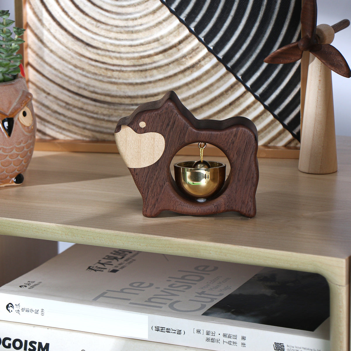 Solid Wood Dog-Shaped Doorbell