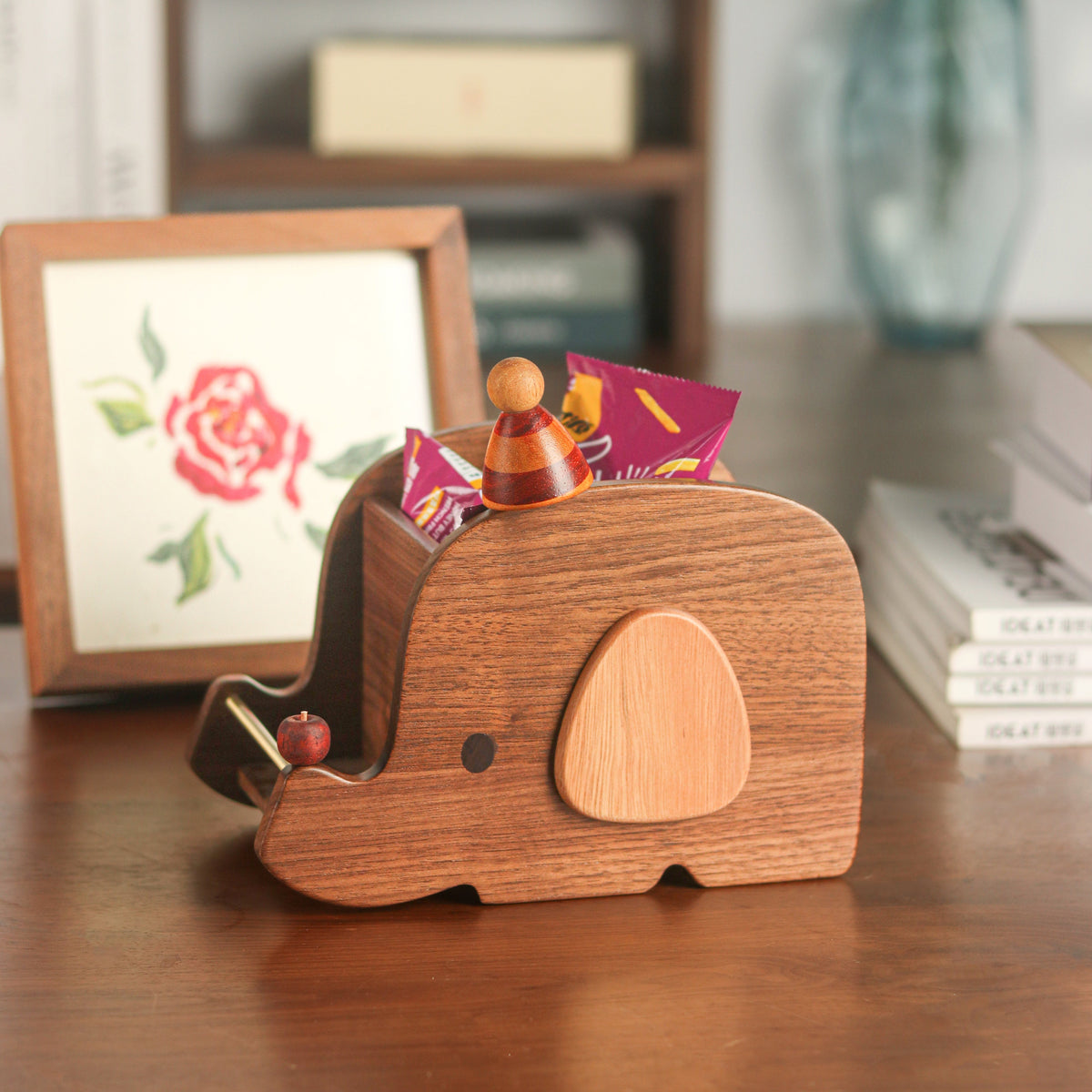 Elephant Slide Wooden Storage Box