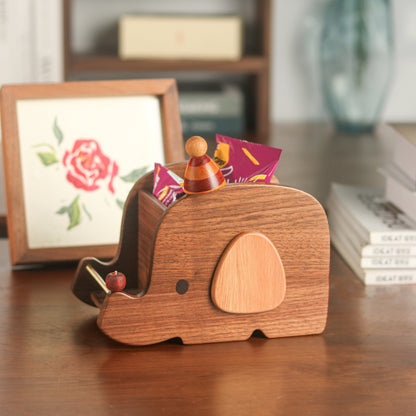Elephant Slide Wooden Storage Box