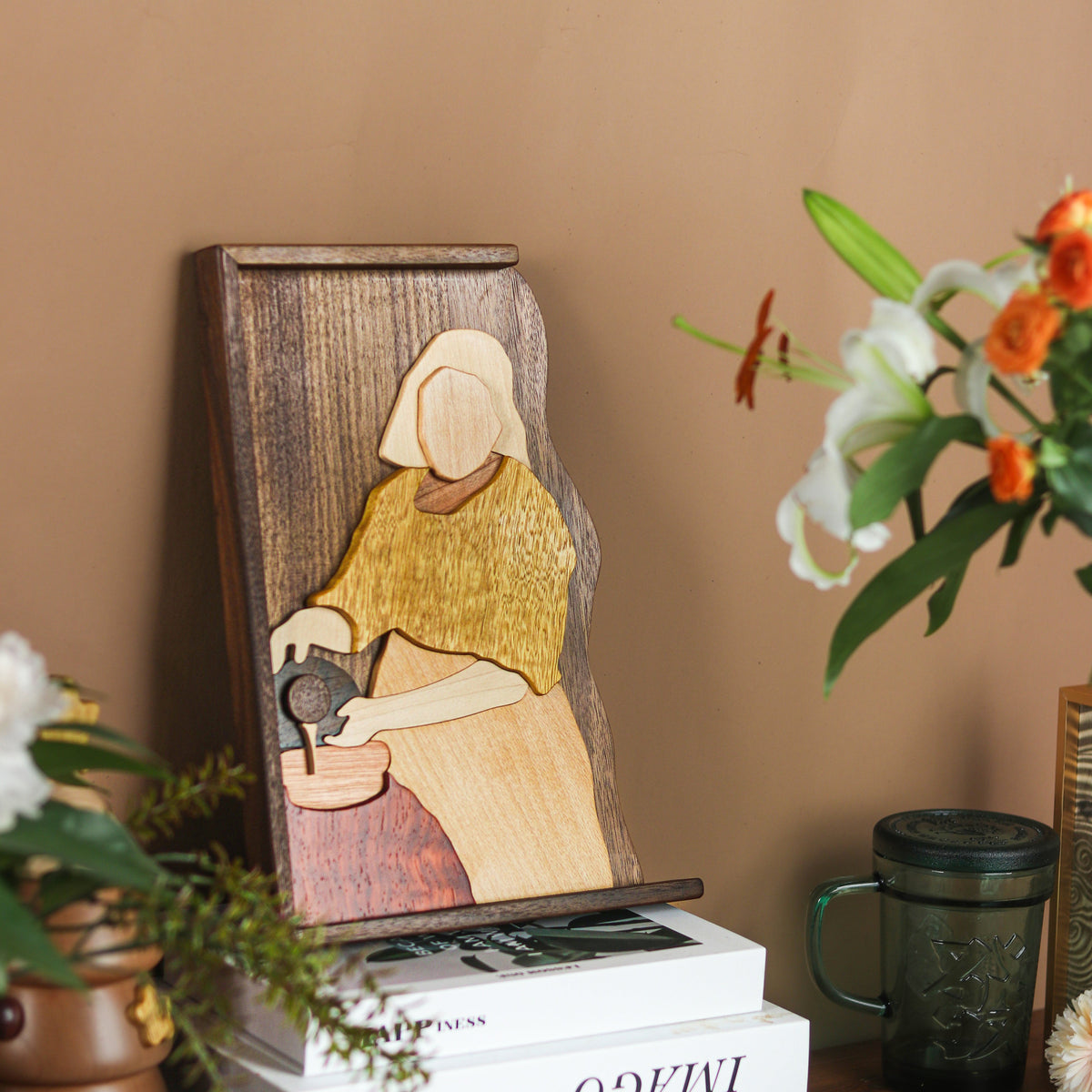 A Maid Cares for a Wooden Puzzle Picture