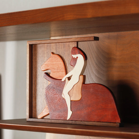 Wooden Puzzle Picture of a Lady on Horseback