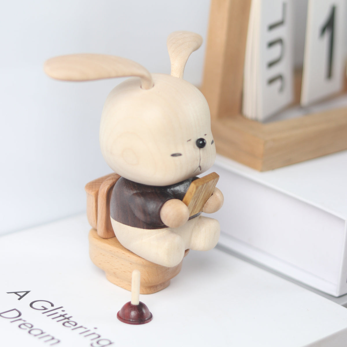 Wooden Bunny Toilet Ornament