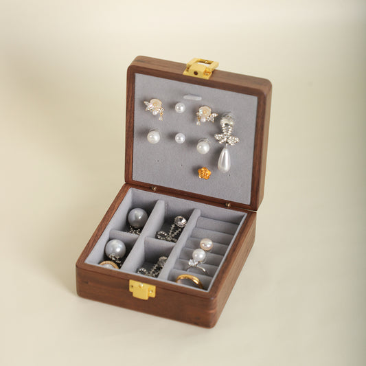 Square Gilded Wooden Jewelry Box